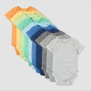 Honest 10pk Organic Cotton Rainbow Short Sleeve Bodysuit - 6-9 months